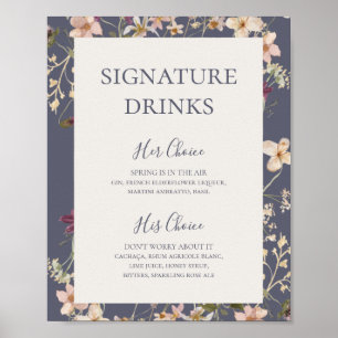 Poster Fleur sauvage de printemps Boissons Dusty Purple