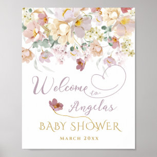 Poster Fleur sauvage de printemps Purple Girl Baby shower