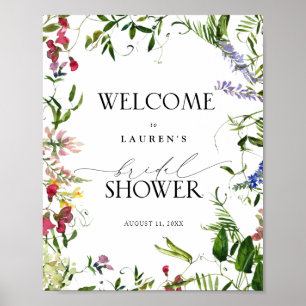 Poster Fleur sauvage d'été Aquarelle Floral Douche Bienve