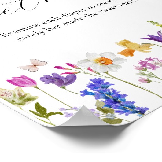 Poster Fleur sauvage devine le Baby shower de mats doux (Coin)