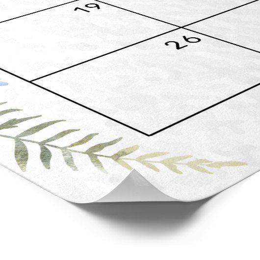 Poster Fleur sauvage Douche Devis Date d'échéance Calendr (Coin)