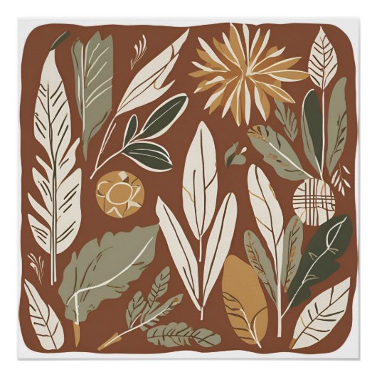 Poster Fleur sauvage en terre cuite Boho Rustique Spring (Devant)