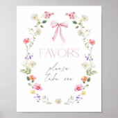 Poster Fleur sauvage Faveur bébé en fleurs rose Bow (Devant)