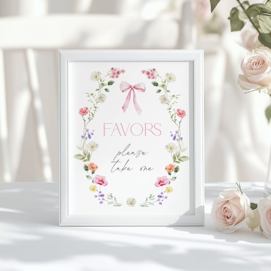 Poster Fleur sauvage Faveur bébé en fleurs rose Bow