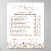 Poster Fleur sauvage Fête des mariées Il A Dit Qu'Elle A (Devant)