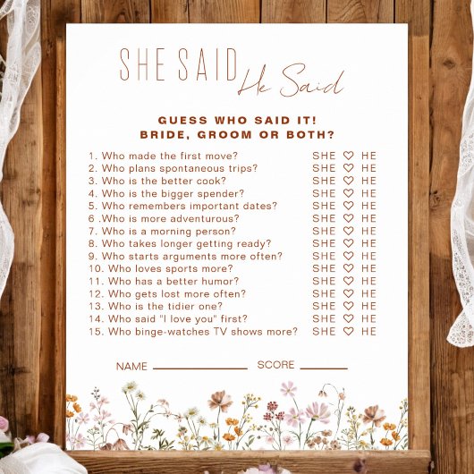 Poster Fleur sauvage Fête des mariées Il A Dit Qu'Elle A