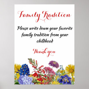Poster Fleur sauvage Floral Baby shower Famille Tradition