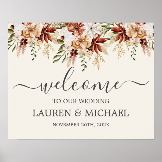 Poster Fleur sauvage Floral Mariage Panneau de bienvenue (Devant)