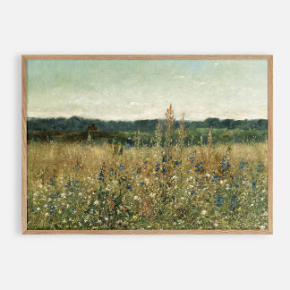 Poster Fleur sauvage. Huile sur Toile. Mer vintage