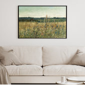 Poster Fleur sauvage. Huile sur Toile. Mer vintage