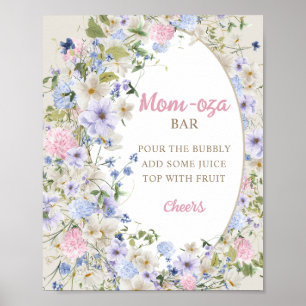 Poster Fleur sauvage ivoire pastel rose vif bar Mom-osa