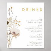 Poster Fleur sauvage lunatique Mariage Menu Boissons Sign (Devant)
