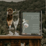 Poster Fleur sauvage lunatique | Sage Signature Boissons<br><div class="desc">Ce Fleur sauvage fantasque | Sage signature signe boissons est parfait pour votre mariage boho simple et élégant. Les fleurs sauvages minimalistes d'aquarelle vous feront vivre votre vision ! Le design de jolies fleurs blanches et dorées, avec des touches de violet et de jaune, complètera votre rêve de mariage floral...</div>