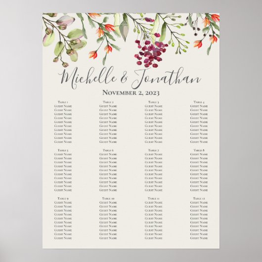 Poster Fleur sauvage Meadow Mariage Sein Chart Ecru (Devant)