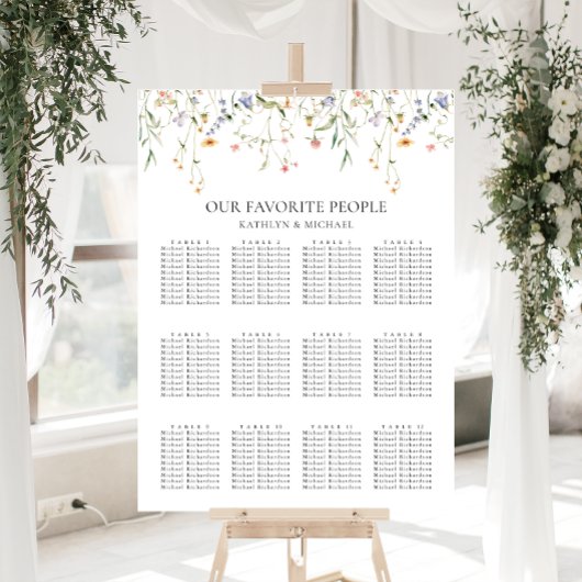 Poster Fleur sauvage minimaliste Mariage 12 Table assise