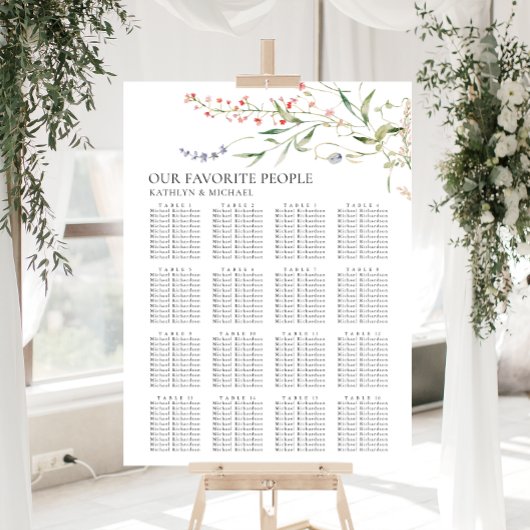 Poster Fleur sauvage minimaliste Mariage 16 Table assise
