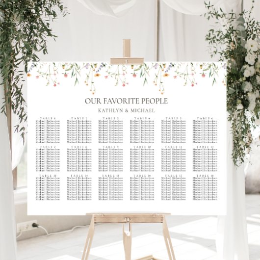 Poster Fleur sauvage minimaliste Mariage 18 Table assise