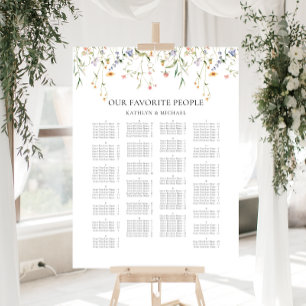 Poster Fleur sauvage Minimaliste Mariage Siège Alphabétiq