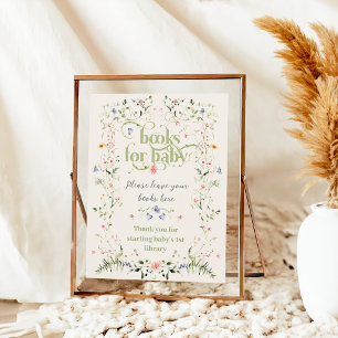 Poster Fleur sauvage Moderne Floral Baby shower Livre