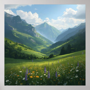 Poster Fleur sauvage Mountain Escape - Vibrant Nature Wal