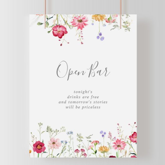 Poster Fleur sauvage multicouleur simple Mariage Open Bar