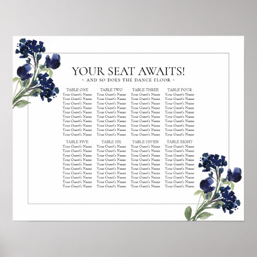 Poster Fleur sauvage | Navy Blue Bohemian Flower Seat (Devant)