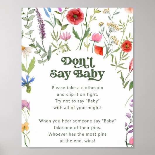 Poster Fleur sauvage ne pas dire Baby Game Sign (Devant)