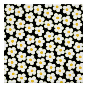 Poster Fleur sauvage noire Y2K gras Art printanier vibran