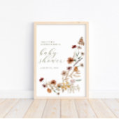 Poster Fleur sauvage On the Way - Baby shower Boho modern