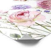 Poster Fleur sauvage papillon Baby shower fille Bienvenue (Coin)