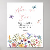 Poster Fleur sauvage Papillon Baby shower Momosa Bar (Devant)