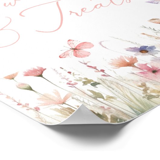 Poster Fleur sauvage papillon Baby showers sucreries et f (Coin)