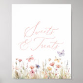 Poster Fleur sauvage papillon Baby showers sucreries et f (Devant)