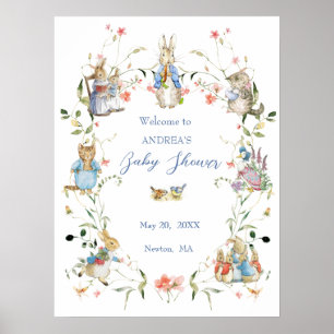 Poster Fleur sauvage Peter the Rabbit Baby shower Bienven