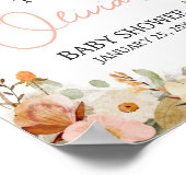 Poster Fleur sauvage Petit Papillon Baby shower Bienvenue (Coin)