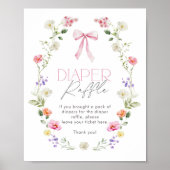 Poster Fleur sauvage Pink bow élégant Diaper Raffle (Devant)