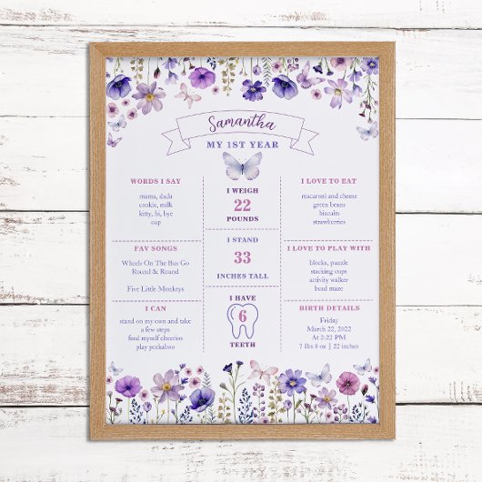 Poster fleur sauvage Premier anniversaire Jalon