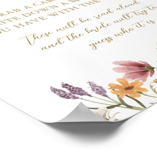 Poster Fleur sauvage Qui Suis-Je Fête des mariées Jeu Sig (Coin)