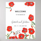 Poster Fleur sauvage Red Poppies Moderne Floral Mariage (Devant)