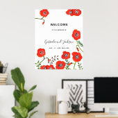 Poster Fleur sauvage Red Poppies Moderne Floral Mariage (Bureau à domicile)