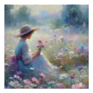 Poster Fleur sauvage romantique Meadow Girl