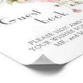 Poster Fleur sauvage  rose blanc Mariage livre d'hôte (Coin)