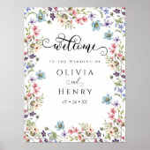 Poster Fleur sauvage Rustic Floral Mariage Bienvenue (Devant)
