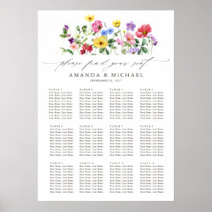 Poster Fleur sauvage Rustic Floral Mariage Carte de siège