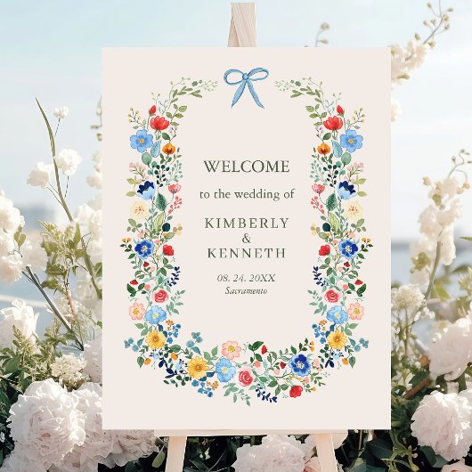 Poster Fleur sauvage Rustic Garden Wedding Bienvenue