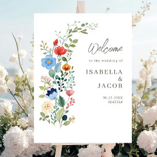 Poster Fleur sauvage Rustic Garden Wedding Bienvenue