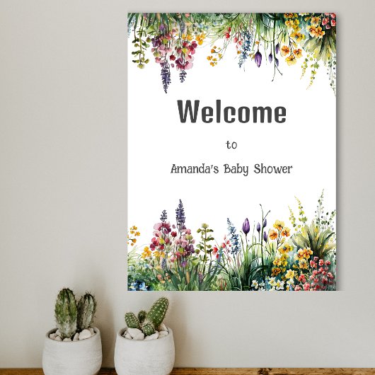 Poster Fleur sauvage rustique Boho Chic Floral Baby showe