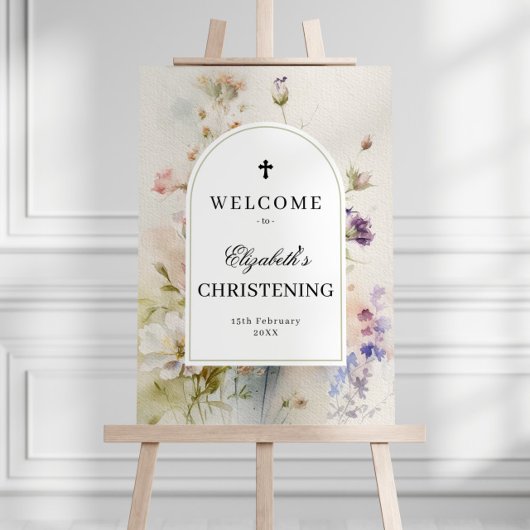 Poster Fleur sauvage rustique Christening Taille A2 Bienv