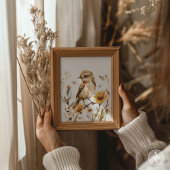 Poster Fleur sauvage Rustique de peinture d'oiseaux moine