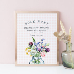 Poster Fleur sauvage rustique Mason Jar Baby Sock Hunt Ga
